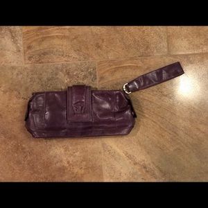 Distressed Purple Leather Wristlet